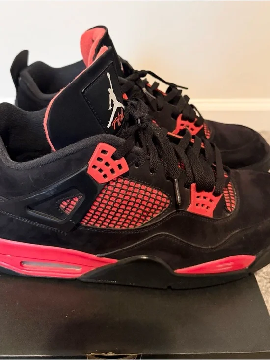 Air Jordan 4 Retro Men’s Sneakers - Red Thunder - Picture 2 of 6